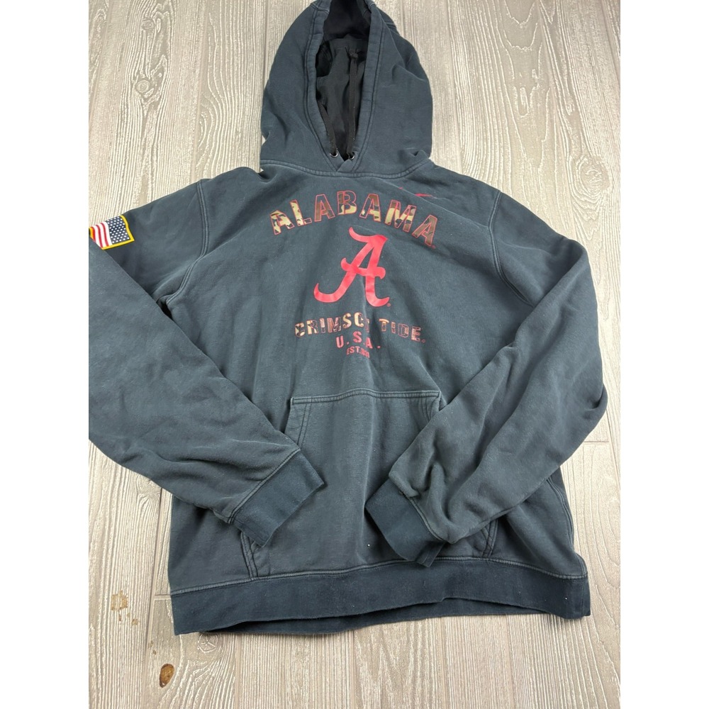 Alabama Crimson Tide Nike Pullover Hoodie Mens Size M Black Camo Military Logo